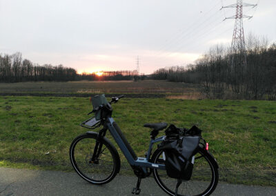 Sun setting over the fields